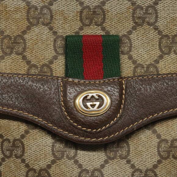 GUCCI GG Supreme Web Sherry Line Shoulder Bag Pvc Beige Red Green - Picture 14 of 16